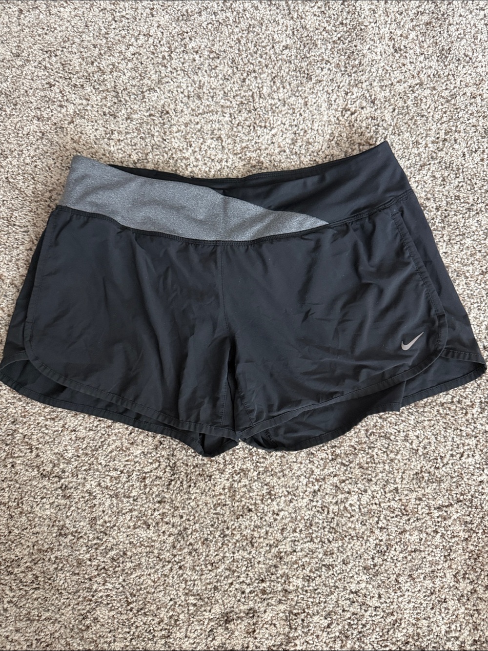 Nike Black Women's Athletic Shorts with Gray Waistband